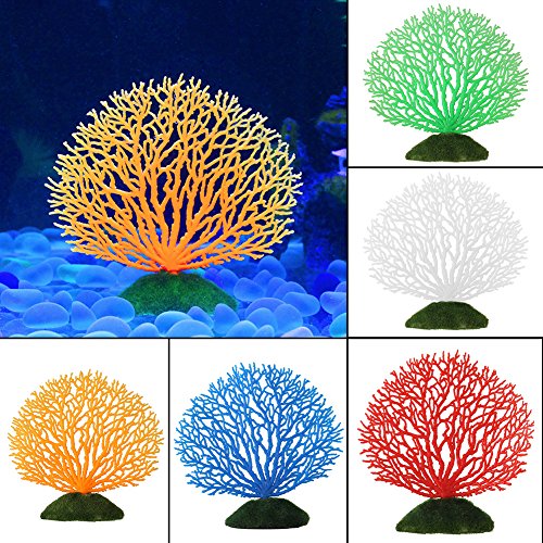 Adorno de coral artificial para plantas de coral, efecto brillante, decoración artificial de silicona, para acuario de peces, paisaje (naranja)