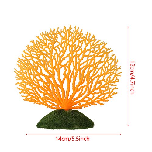 Adorno de coral artificial para plantas de coral, efecto brillante, decoración artificial de silicona, para acuario de peces, paisaje (naranja)
