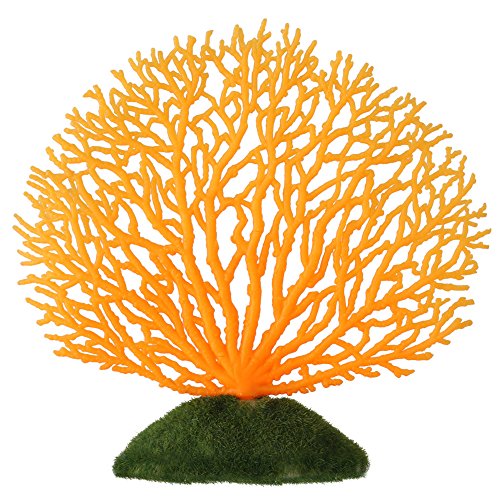 Adorno de coral artificial para plantas de coral, efecto brillante, decoración artificial de silicona, para acuario de peces, paisaje (naranja)