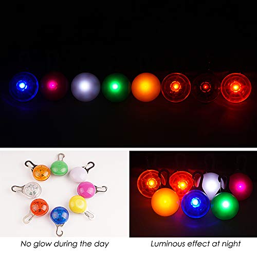 AFUNTA Collar de luces LED para perro, gato, 9 piezas de luces LED de seguridad para mascotas, 9 colores, incluye 9 pilas