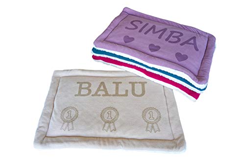 AIGAT Cojín Personalizado para Perros y Gatos, añadir Nombre de la Mascota, tamaño 60x40 CM (Beige)