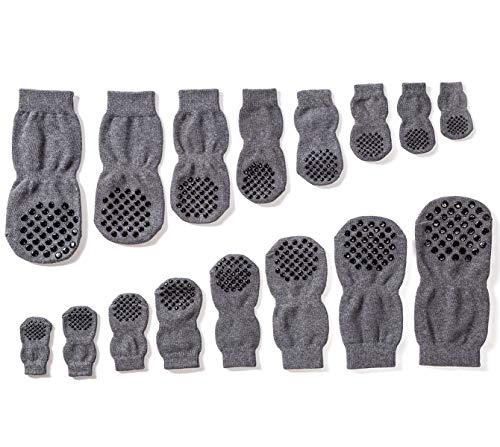 Akopawon - 4 Piezas Calcetines Antideslizantes para Perros y Gatos - Protectores para Patas para Uso en Interior y Control de Tracción con Refuerzo de Goma, Talla S a 4XL para Animales de 1 a 36.0 kg