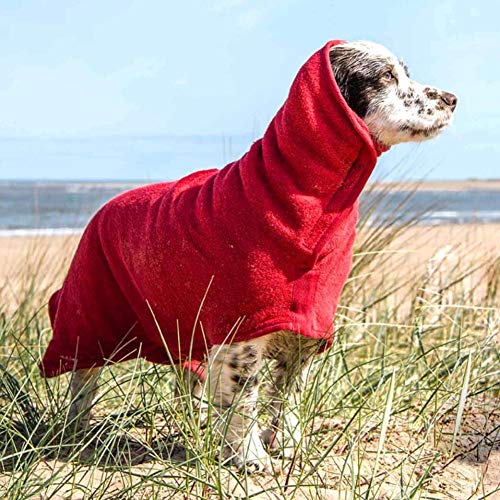 Albornoz Perro Toalla para Perros, Absorbente Microfibra Seque la Mascota Rápidamente con Cuello y Cintura Ajustables