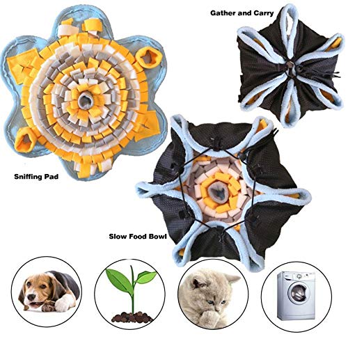 Alfombra Olfativa Perros Plegable, Alfombrilla De Forrajeo Multifuncional Para Perros, Manta De Entrenamiento Para Cachorros, Alfombrilla De Alimentación Lenta Para Mascotas Para Perros,Amarillo