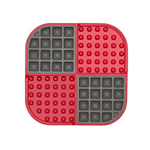 Alfombrilla de alimentación Lickmat Slomo de color rojo, de INDUSTRIPET