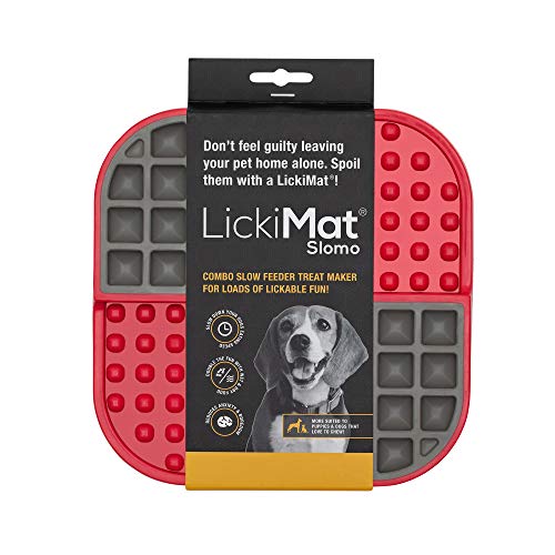 Alfombrilla de alimentación Lickmat Slomo de color rojo, de INDUSTRIPET