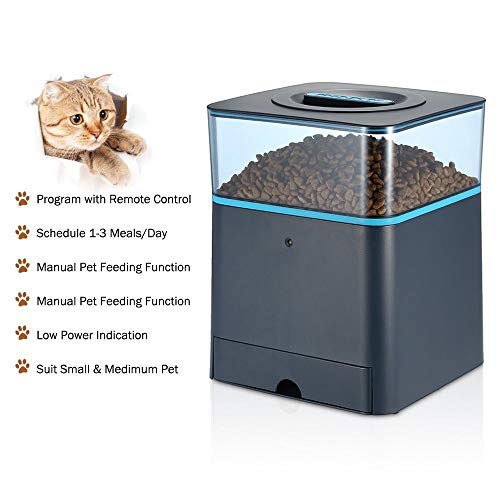 Alimentador automatico de mascotas para perro gato, automatico comedero, Cuenco automático elegante del gato perro alimentador animal doméstico dispensador de la comida para gatos Bluetooth ,Pink