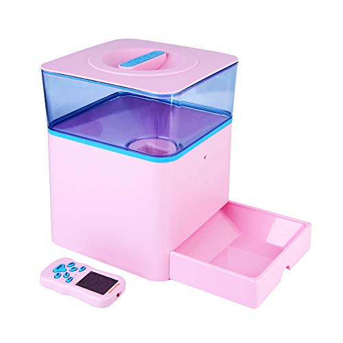 Alimentador automatico de mascotas para perro gato, automatico comedero, Cuenco automático elegante del gato perro alimentador animal doméstico dispensador de la comida para gatos Bluetooth ,Pink