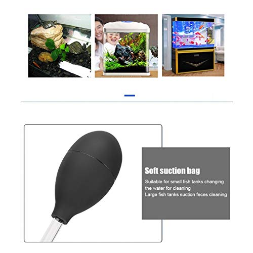 Alimentador de coral, tubo largo de aspiración, limpieza de heces, tanques de peces, herramienta de alimentación de tubo, alimentador de fertilizante líquido de coral acrílico, cambiador(Negro)