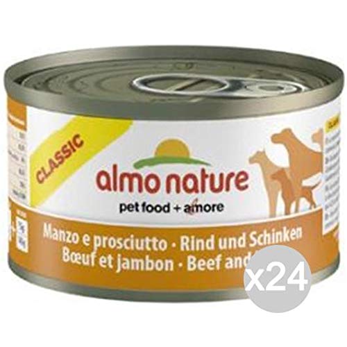 almo nature Juego 24 Perro 5545 Lata 95 Manzo Jamón Alimento para Perros