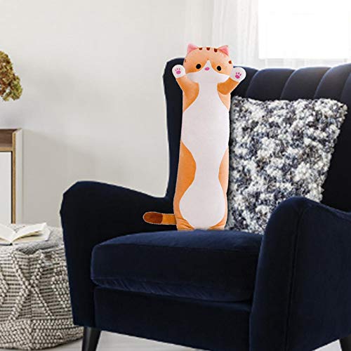 Almohada 3D con forma de gato, divertida y suave almohada para abrazar, muñeco de peluche para dormir para niños, cojín de animales de peluche, decoración para sofá, silla,novedad,regalo de cumpleaños