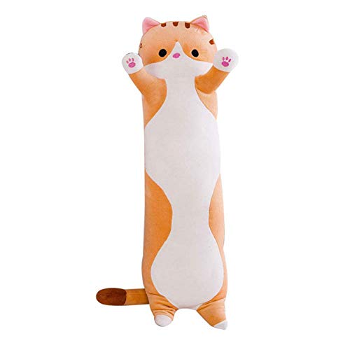 Almohada 3D con forma de gato, divertida y suave almohada para abrazar, muñeco de peluche para dormir para niños, cojín de animales de peluche, decoración para sofá, silla,novedad,regalo de cumpleaños