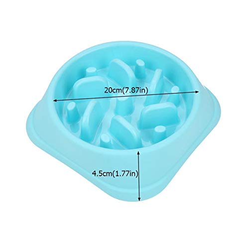 Alupre Alimentos for Perros Anti Bowl La Asfixia Lenta Comer Agua del alimentador del alimento Eating envase Plate (Azul)