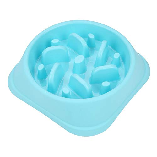 Alupre Alimentos for Perros Anti Bowl La Asfixia Lenta Comer Agua del alimentador del alimento Eating envase Plate (Azul)