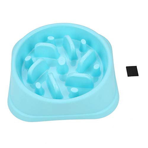 Alupre Alimentos for Perros Anti Bowl La Asfixia Lenta Comer Agua del alimentador del alimento Eating envase Plate (Azul)