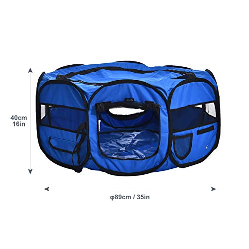 Amazon Basics – Corral para mascotas suave y transportable, 89 cm, Azul