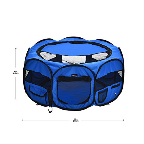 Amazon Basics – Corral para mascotas suave y transportable, 89 cm, Azul