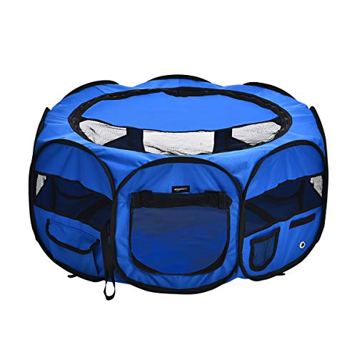 Amazon Basics – Corral para mascotas suave y transportable, 89 cm, Azul