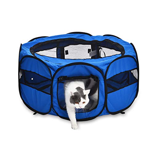 Amazon Basics – Corral para mascotas suave y transportable, 89 cm, Azul