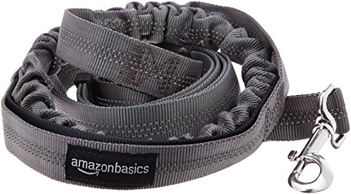 Amazon Basics - Correa elástica para perros manos libres con mango doble, 0,9 m, Negro