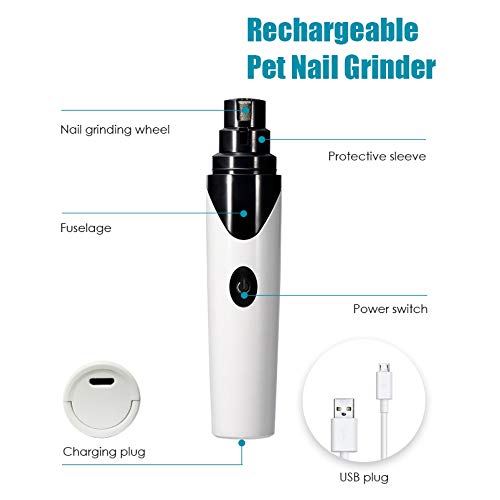 Amoladora de uñas para Perros con Carga USB, cortaúñas Recargables para Mascotas, cortadora de peluquería con Pata de Gato para Perros eléctricos, Tipo B-Azul,
