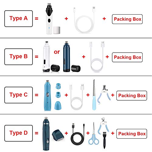 Amoladora de uñas para Perros con Carga USB, cortaúñas Recargables para Mascotas, cortadora de peluquería con Pata de Gato para Perros eléctricos, Tipo B-Azul,