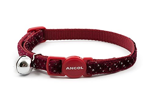Ancol Velvet Sparkle - Collar para Gatos, Color Rojo