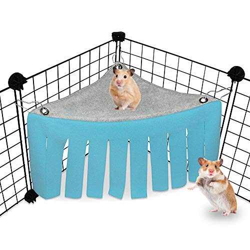 Andiker Escondite para Hámster, Escondite para Animales Pequeños Tienda de Lana de Bosque Accasorios de Jaula de Mascota Ropa de Cama del Nido para Conejillo de India Chinchilla (Azul & Gris)