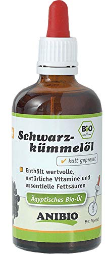 Anibio Aceite de comino negro, 100 ml (gota), alimento complementario para perros y gatos, paquete de 1 unidad (0,10 l)