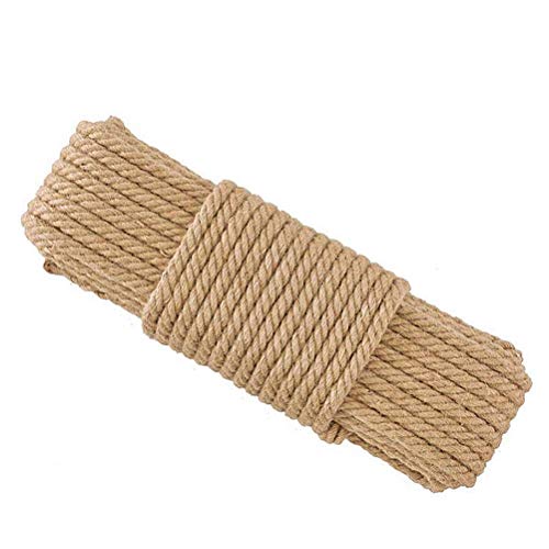 Aoneky Cuerda de Sisal Natural - 6/8/10mm, 10/20/30/40/50/100M, Cuerda para Rascador de Gatos, Cuerda para Embalaje de Regalos, Cuerda Fina para Manualidades Bricolaje, Marrón (20m×6mm)