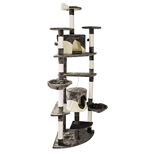 Árbol rascador para gatos de esquina 200cm Gris/blanco Accesorios mascotas Animales de compañía