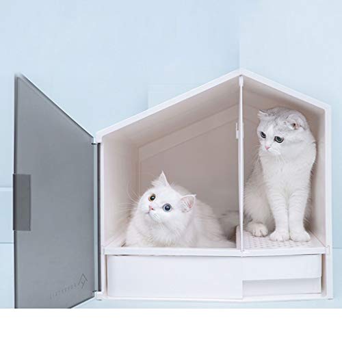 Arenero Gatos Arenero Para Gatos Caja Arena Gato Caja resplandor Casa arena for gatos con la cucharada, gato de casa, gato Muebles Prevenir la camada de dispersión, reutilizable gato aseo semi-cerrado