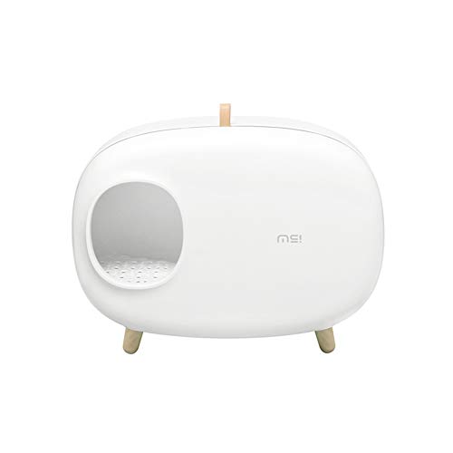 Arenero Gatos, Semicerrado Extra Grande Gatos Baño Casa Desodorante A Prueba De Salpicaduras Autolimpiante Bandeja Sanitaria por Interior Al Aire Libre (Color : White, Size : 60.4x38.5x45.7cm)