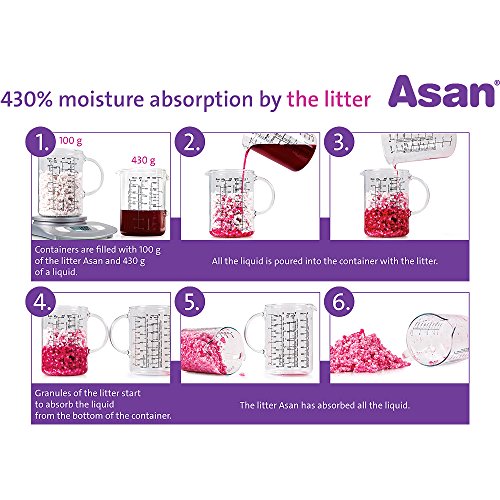 Asan 100% Arena Natural Elevada Absorción de Olores 10 L, Morado, Gatos y Hurones