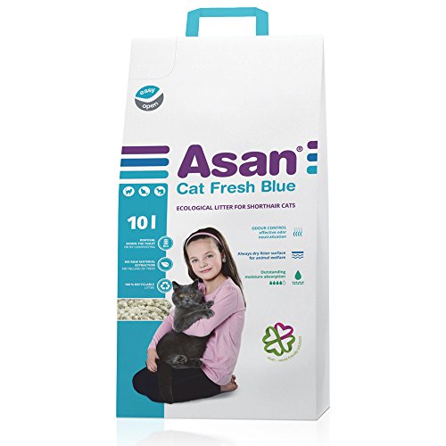 Asan 100% Arena Natural Elevada Absorción de Olores 10 L, Morado, Gatos y Hurones