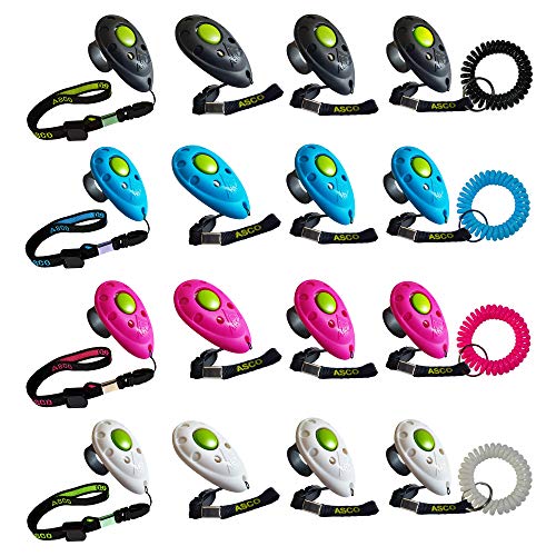 ASCO Clicker prémium, clicker de Dedo para Entrenamiento, clicker Profesional para Perros, Gatos y Caballos, adiestramiento de Perros con clicker, Azul AC04F