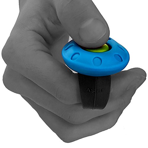 ASCO Clicker prémium, clicker de Dedo para Entrenamiento, clicker Profesional para Perros, Gatos y Caballos, adiestramiento de Perros con clicker, Azul AC04F