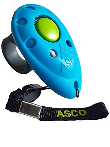 ASCO Clicker prémium, clicker de Dedo para Entrenamiento, clicker Profesional para Perros, Gatos y Caballos, adiestramiento de Perros con clicker, Azul AC04F