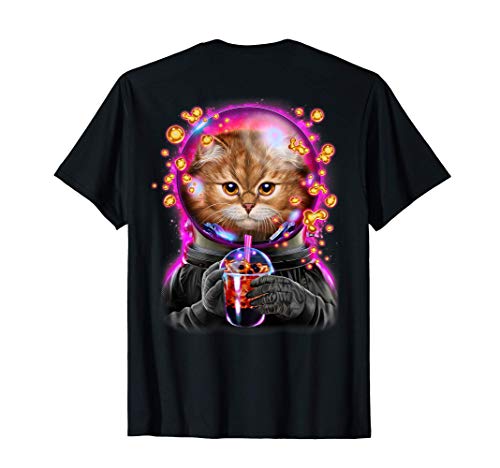 Astronauta gato naranja bebiendo té en el espacio Camiseta