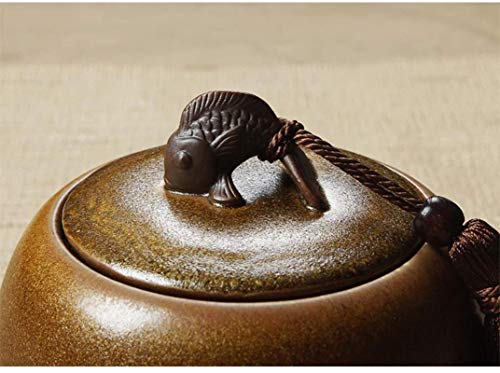Ataúdes y urnas Medio cremación urna de cerámica for la mascota y cenizas humanas pescado creativo cubierta antigua Craft-Puede contener hasta 70 pulgadas cúbicas de cenizas, azul, Color: verde Keepsa