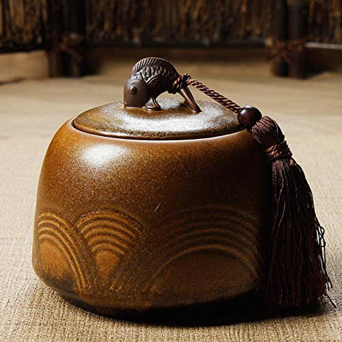 Ataúdes y urnas Medio cremación urna de cerámica for la mascota y cenizas humanas pescado creativo cubierta antigua Craft-Puede contener hasta 70 pulgadas cúbicas de cenizas, azul, Color: verde Keepsa