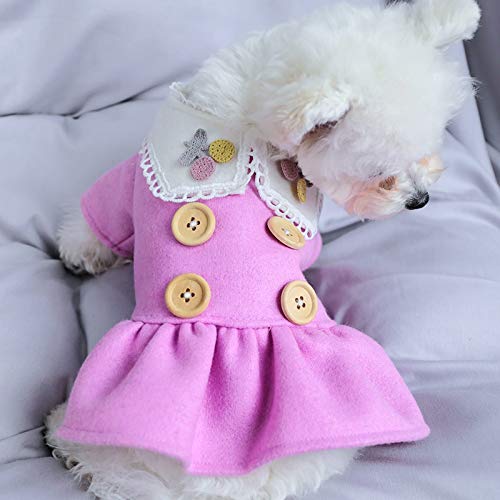 AYDQC Nueva Ropa para Cachorros de Perro, Vestido de Lana de Cereza púrpura, Mascota, Gato, Ajuste para Perro pequeño, Primavera y otoño, Disfraz para Mascotas, Tela para Perros, Falda para Perros