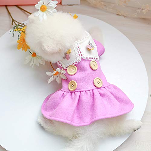 AYDQC Nueva Ropa para Cachorros de Perro, Vestido de Lana de Cereza púrpura, Mascota, Gato, Ajuste para Perro pequeño, Primavera y otoño, Disfraz para Mascotas, Tela para Perros, Falda para Perros