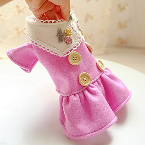 AYDQC Nueva Ropa para Cachorros de Perro, Vestido de Lana de Cereza púrpura, Mascota, Gato, Ajuste para Perro pequeño, Primavera y otoño, Disfraz para Mascotas, Tela para Perros, Falda para Perros