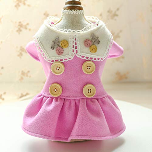 AYDQC Nueva Ropa para Cachorros de Perro, Vestido de Lana de Cereza púrpura, Mascota, Gato, Ajuste para Perro pequeño, Primavera y otoño, Disfraz para Mascotas, Tela para Perros, Falda para Perros