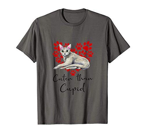AZUL RUSO Cuter Than Cupid Gato Día San Valentín Camiseta