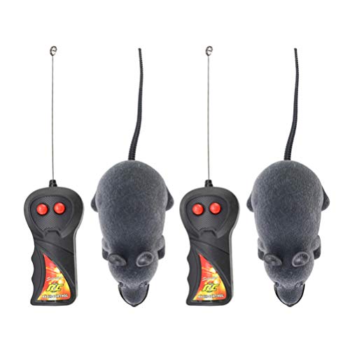 Balacoo 2 Piezas Gato Eléctrico Persiguiendo Ratones Control Remoto Rata Gatito Juguete Juguete para Mascotas Jugando Juguete Perro Gato Juguete Interactivo en Movimiento (Color Aleatorio sin Batería)