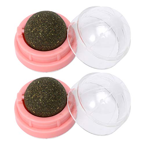 Balacoo 2 Piezas Gato Lamiendo Bola de Menta Gato Natural Giratorio Catnip Caramelo Actinidia Polygama Bocadillos para Gatos Ayudas Digestivas Gato Trata Suministros para Mascotas para Gatos