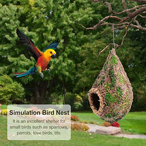 Balacoo 3 Piezas Colibrí Casa de Pájaros para El Exterior en Forma de Lágrima Colgante Nido de Pájaro Hierba Cabaña de Pájaros Tejida a Mano Casa de Pájaros Bolsillo para Dormir