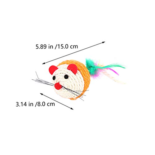 Balacoo 3 Piezas Sisal Ratón Gato Juguete Pluma Cola Gato Masticar Juguete Resistente a Mordeduras Juguetes Gato Juguetes Interactivos Kitty Juguete de Dentición para Interior Exterior